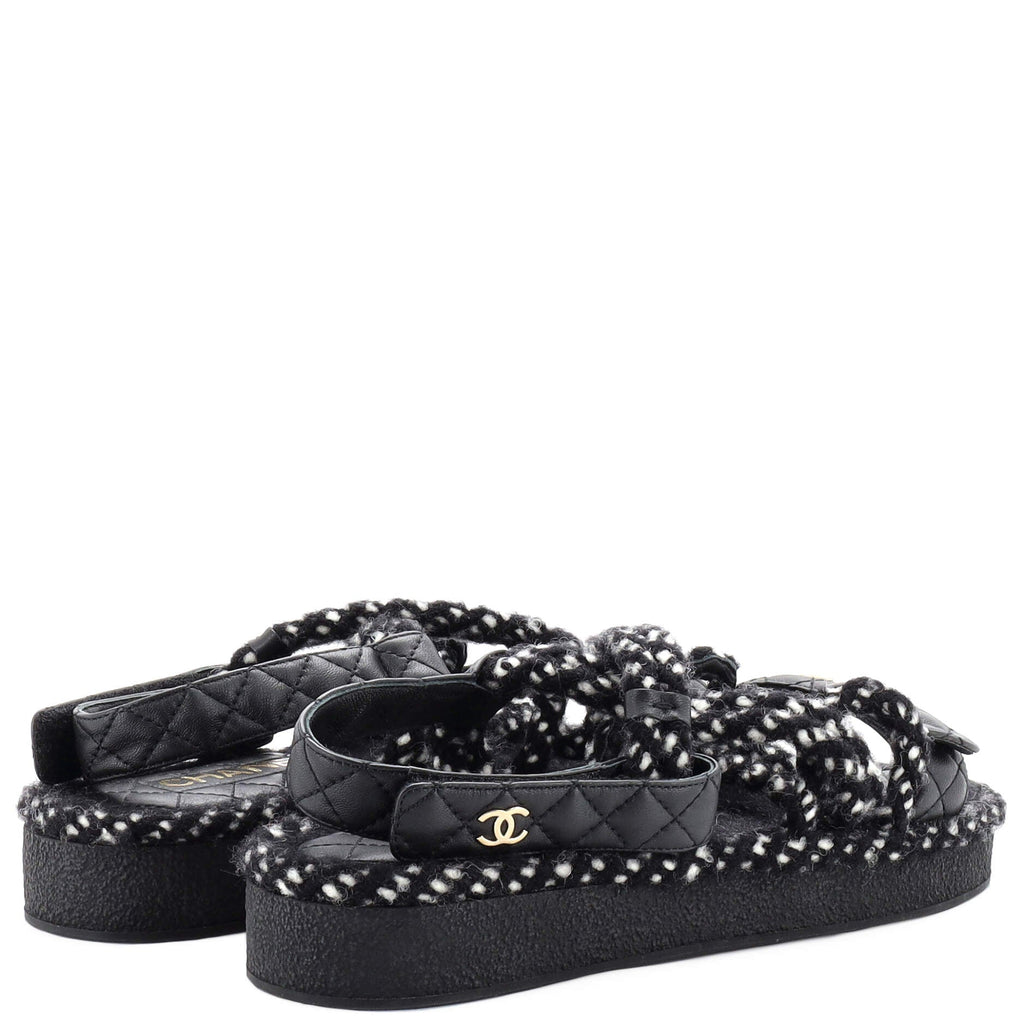 Women's Cord Velcro Dad Sandals Quilted Leather