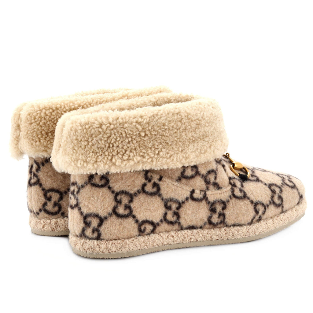 Women's Fria Horsebit Ankle Boots GG Wool and Shearling