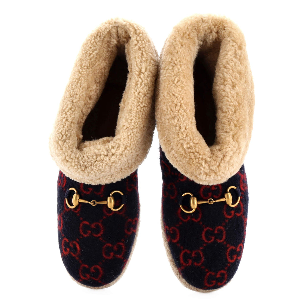 Women's Fria Horsebit Ankle Boots GG Wool and Shearling
