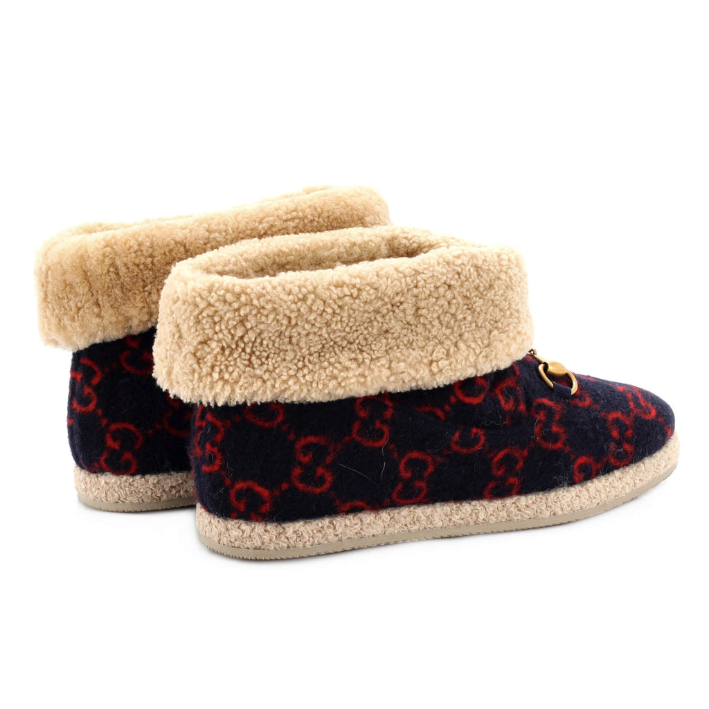Women's Fria Horsebit Ankle Boots GG Wool and Shearling