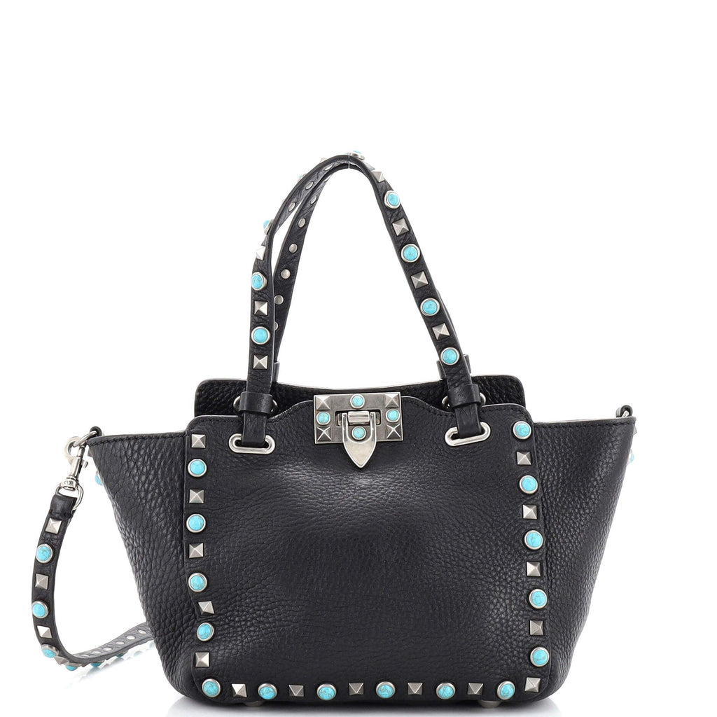 Rolling Rockstud Tote Leather with Cabochons Mini