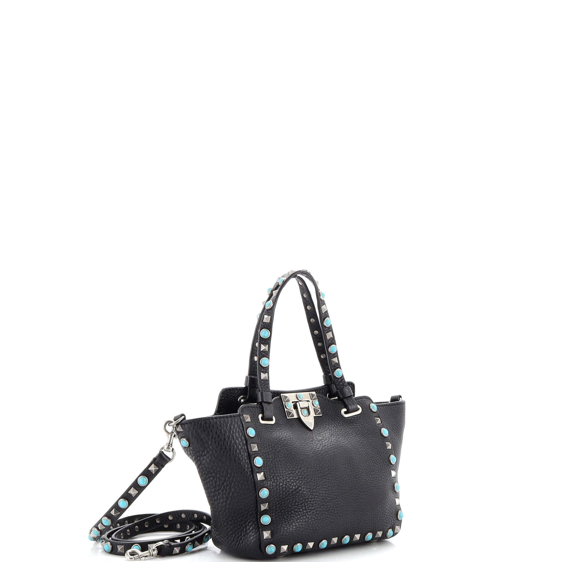 Rolling Rockstud Tote Leather with Cabochons Mini