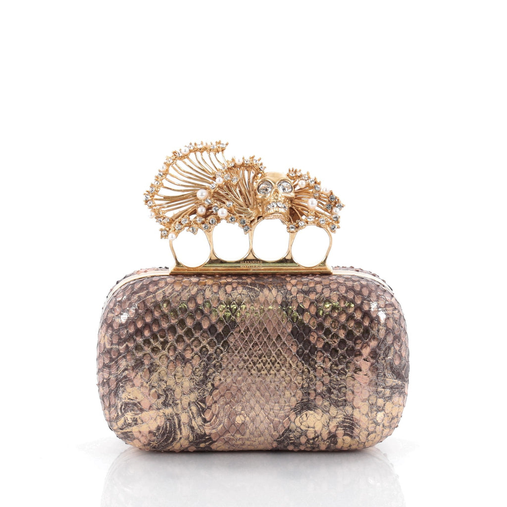 Flower Skull Knuckle Box Clutch Python Small