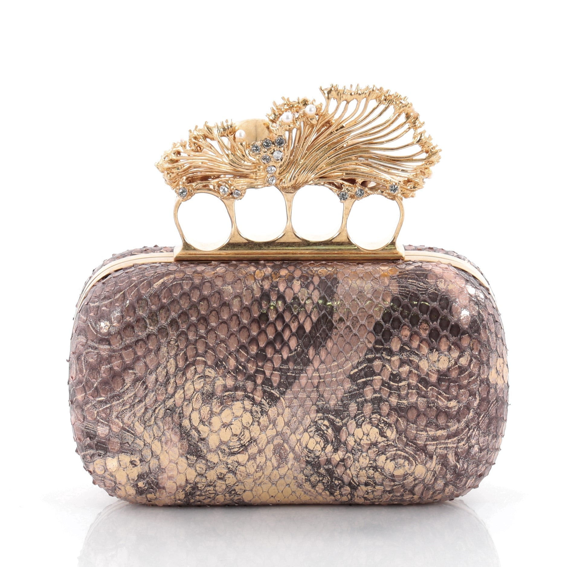 Flower Skull Knuckle Box Clutch Python Small