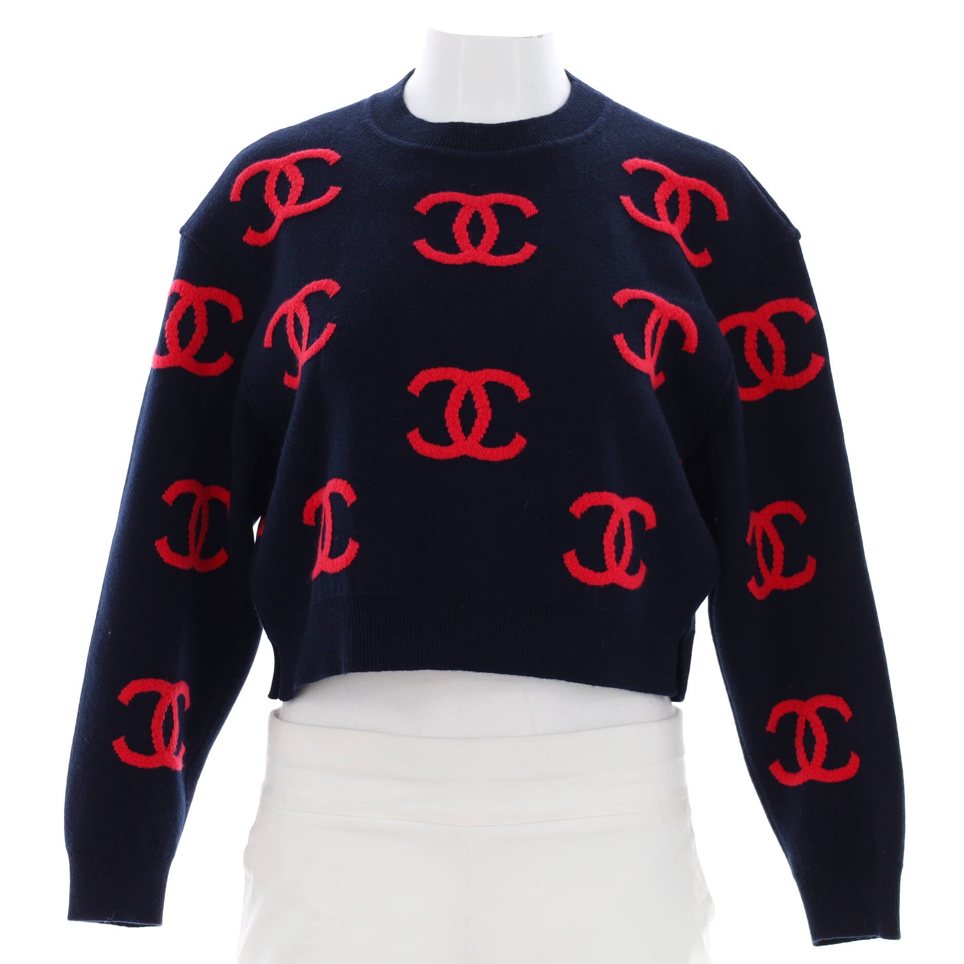 Women's All Over CC Crewneck Sweater Cashmere Blend
