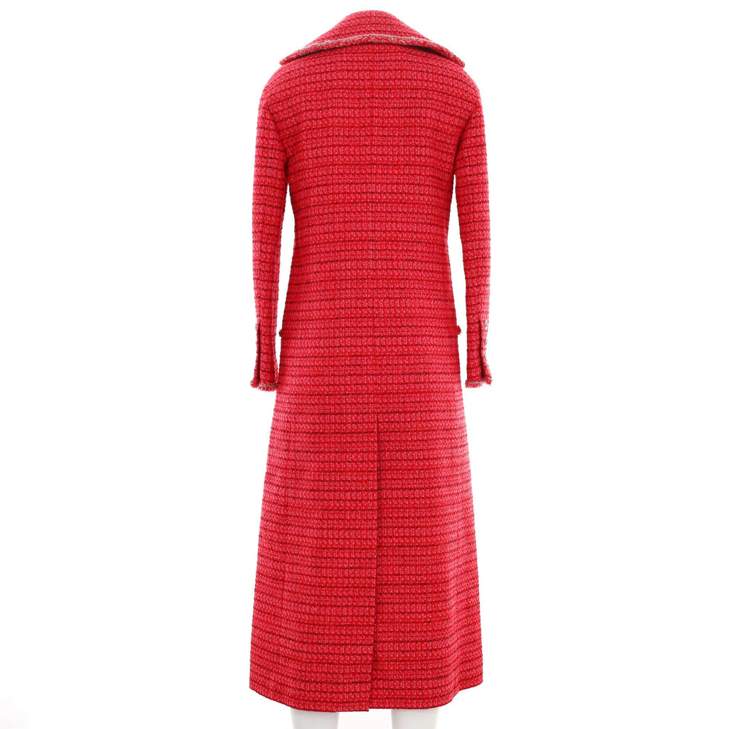Women's Four Pocket Long Button Up Coat Tweed