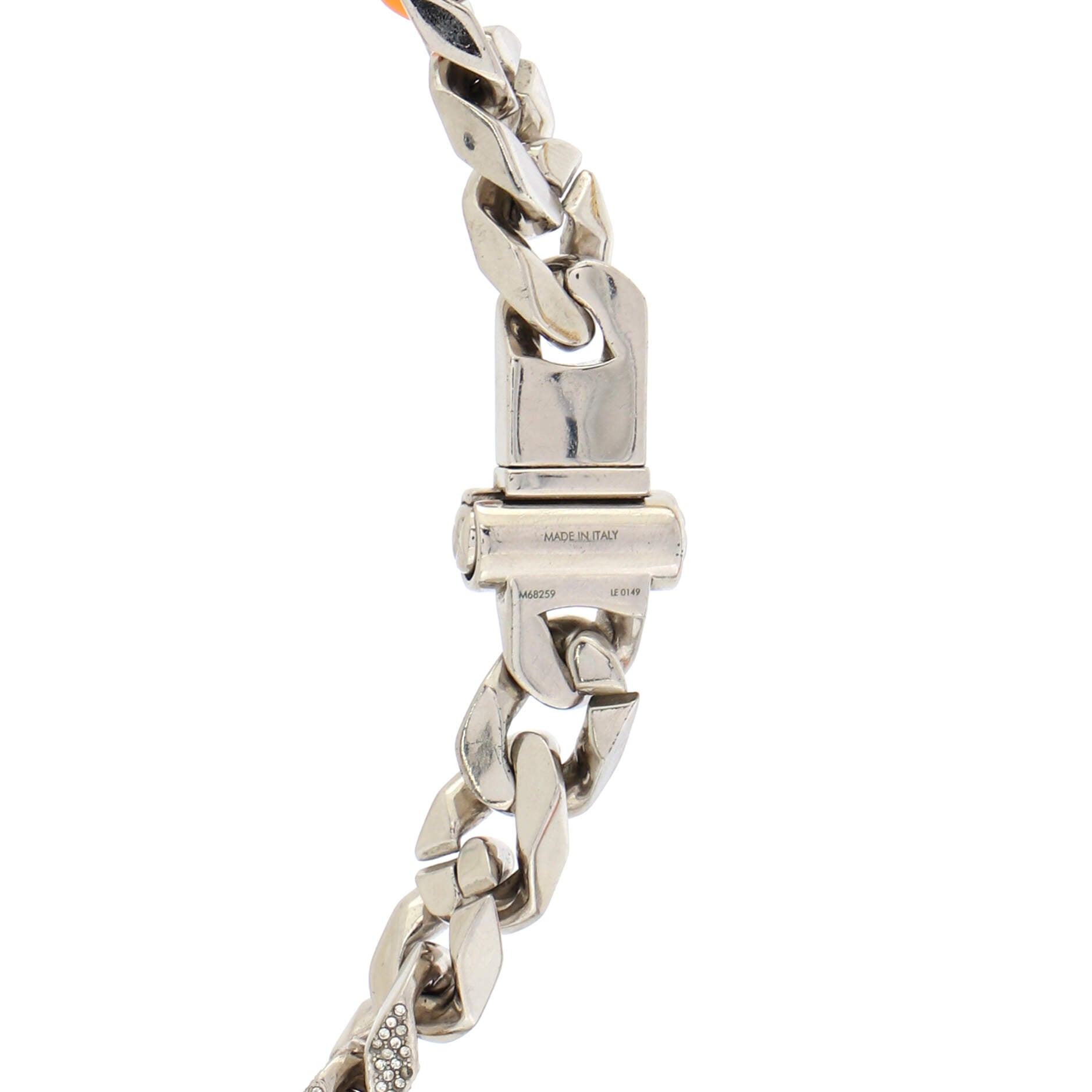 Soapy Chain Link Necklace Metal and Ceramic with Enamel and Crystals