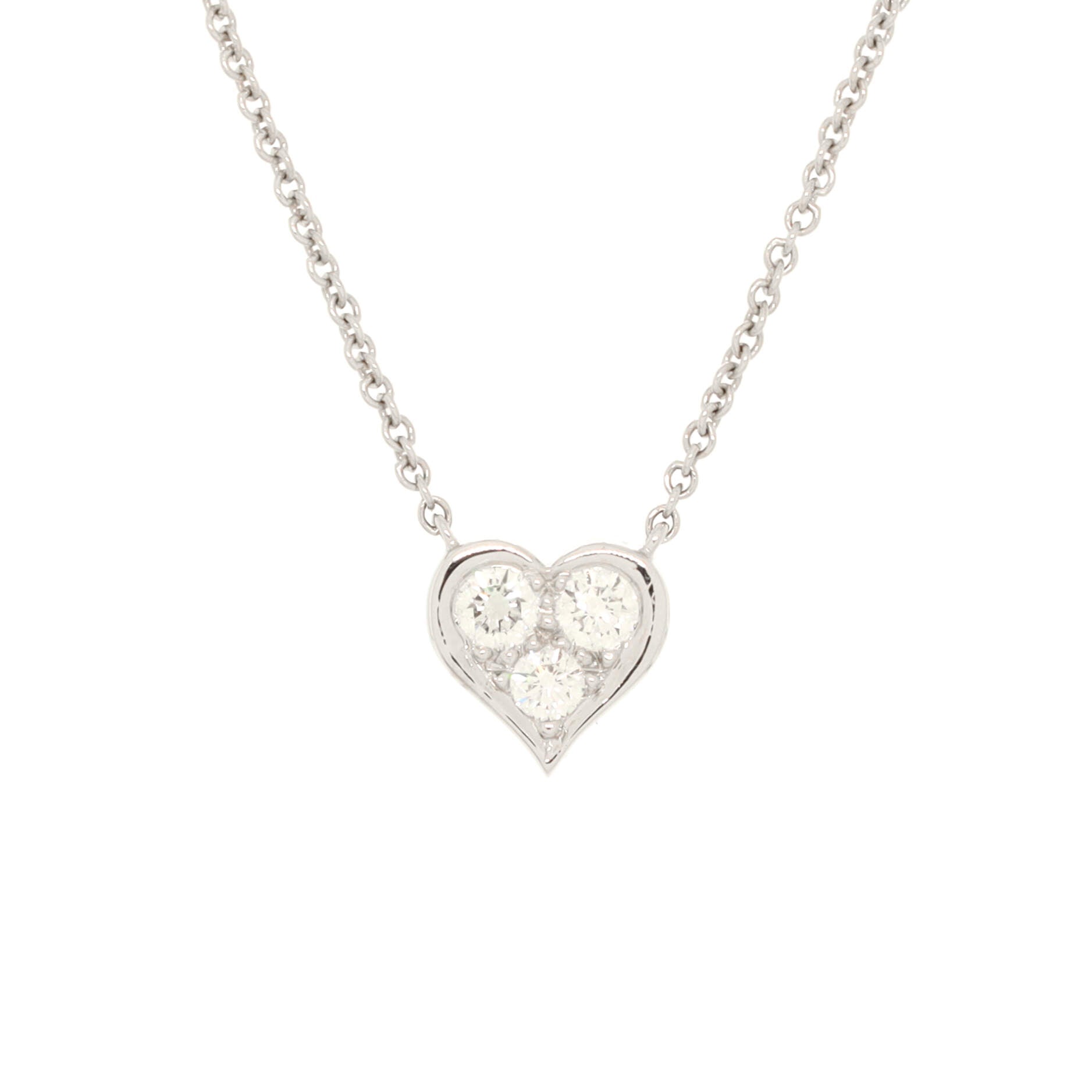 Heart 3 Diamond Pendant Necklace Platinum with Diamonds