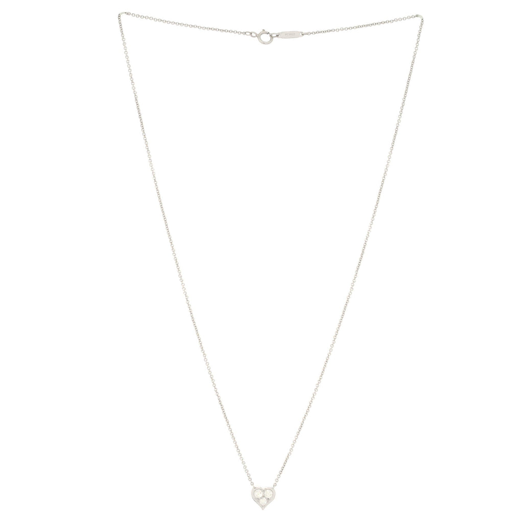 Heart 3 Diamond Pendant Necklace Platinum with Diamonds