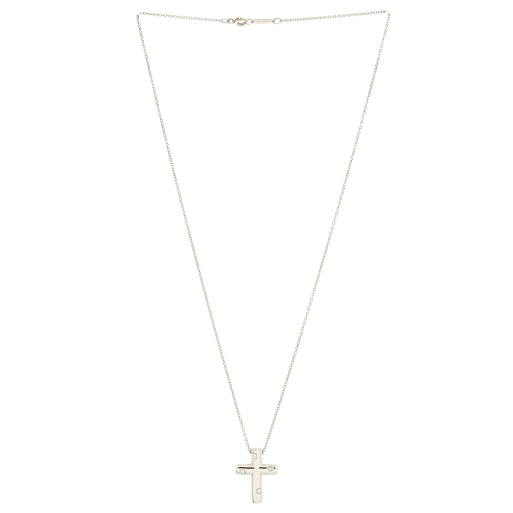 Etoile Cross Pendant Necklace Platinum with Diamonds