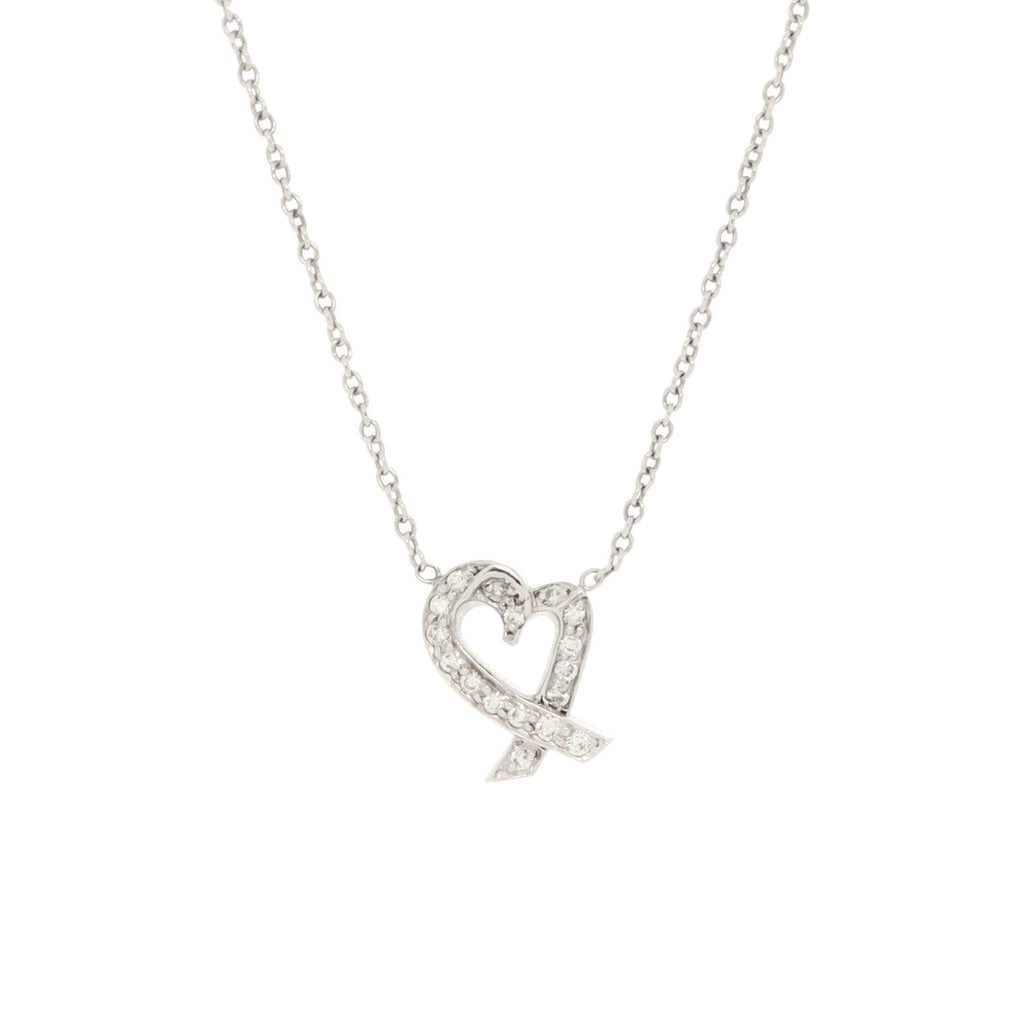 Paloma Picasso Loving Heart Pendant Necklace Platinum with Diamonds