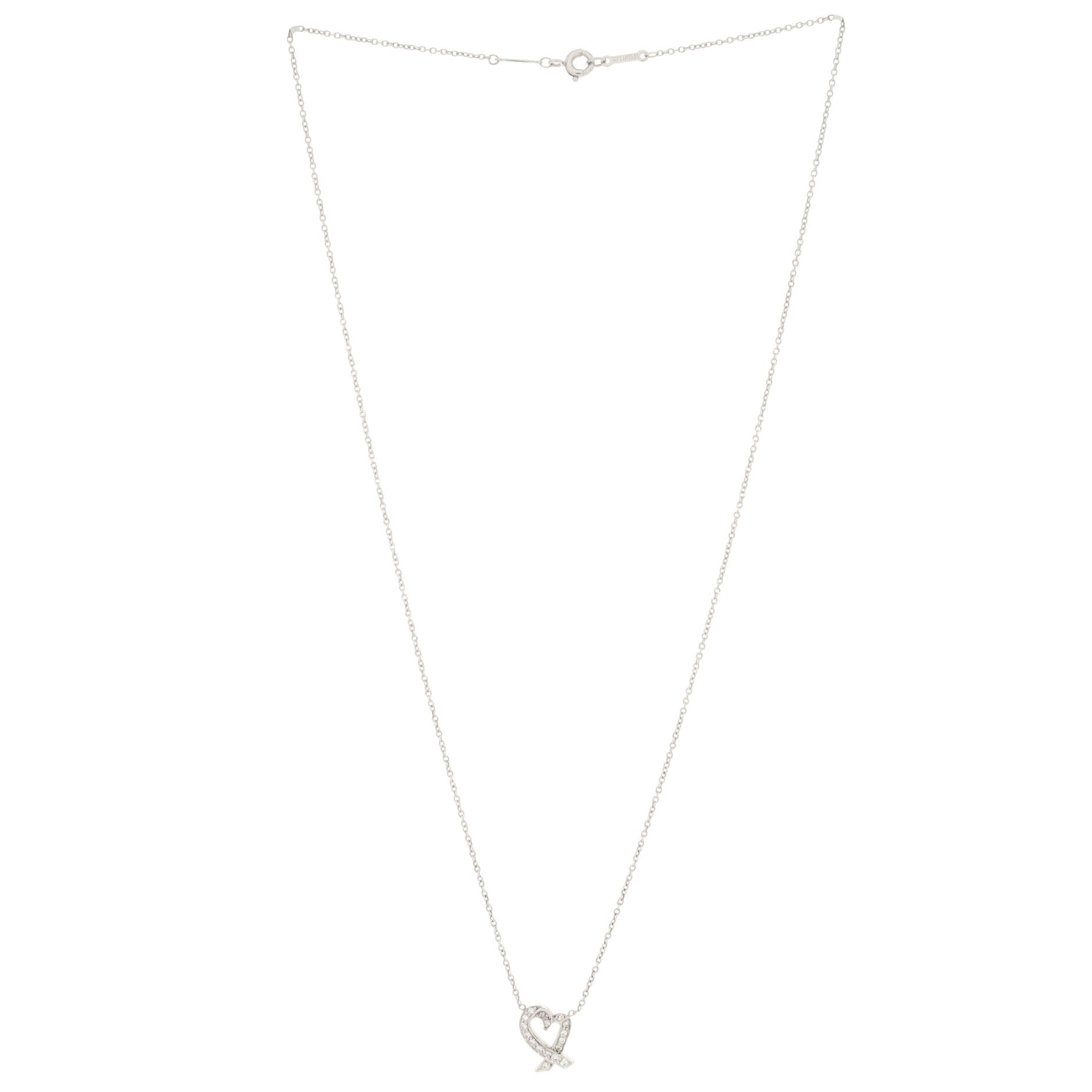 Paloma Picasso Loving Heart Pendant Necklace Platinum with Diamonds