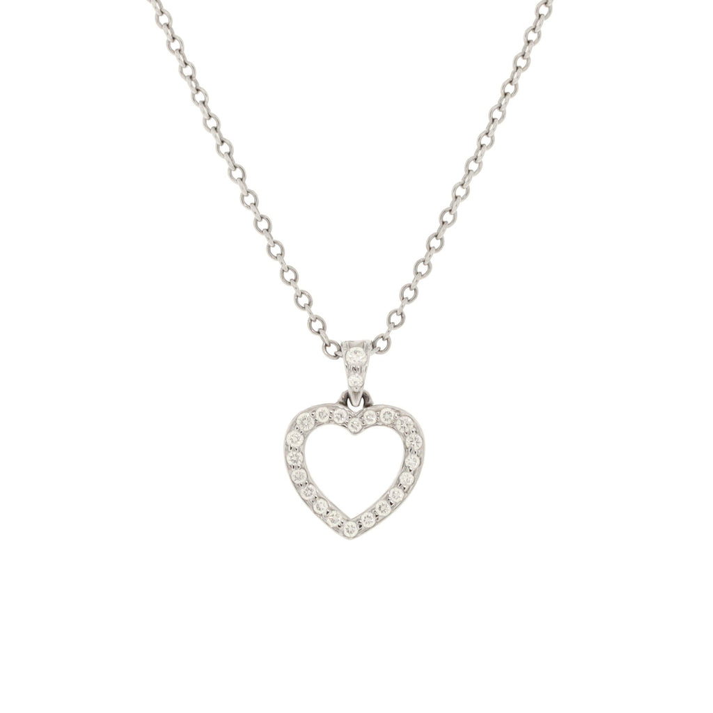 Metro Heart Pendant Necklace Platinum and Diamonds