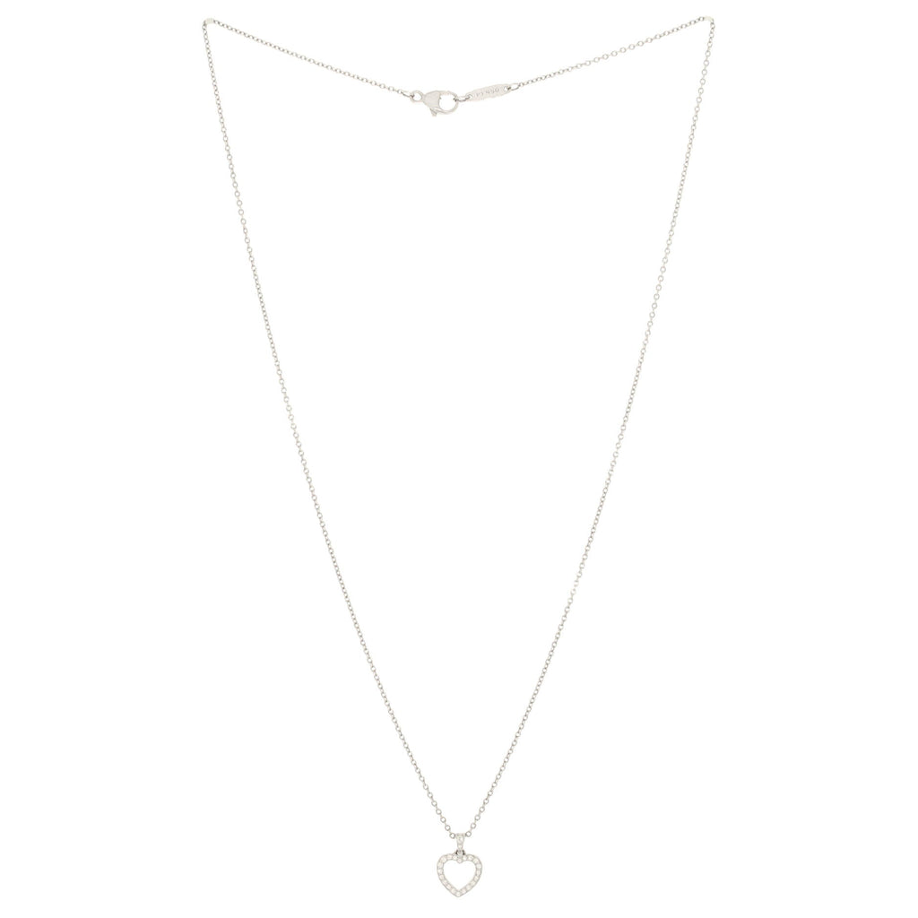 Metro Heart Pendant Necklace Platinum and Diamonds