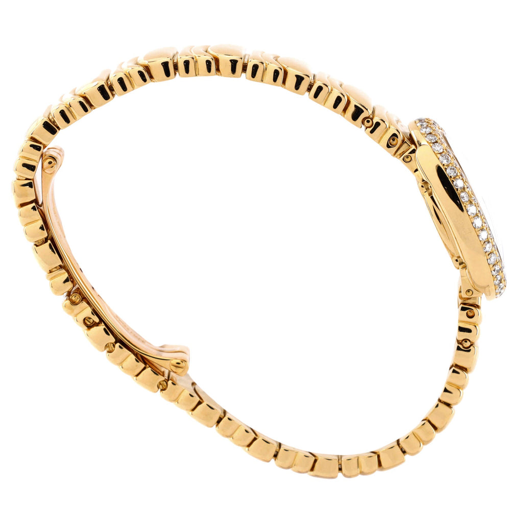 Baignoire Quartz Watch Yellow Gold with Two Row Diamond Bezel 18