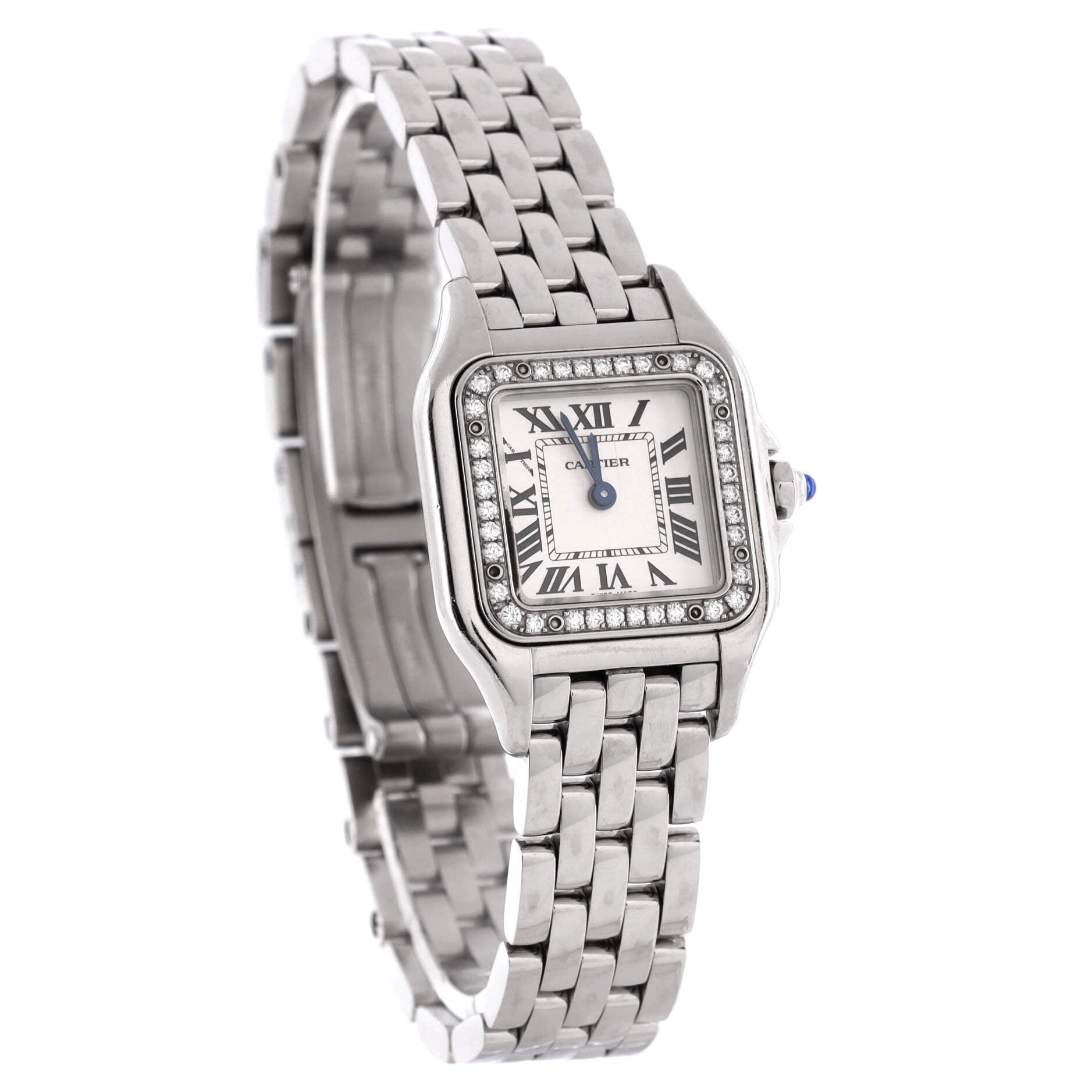 Panthere de Cartier Quartz Watch Stainless Steel with Diamond Bezel 22