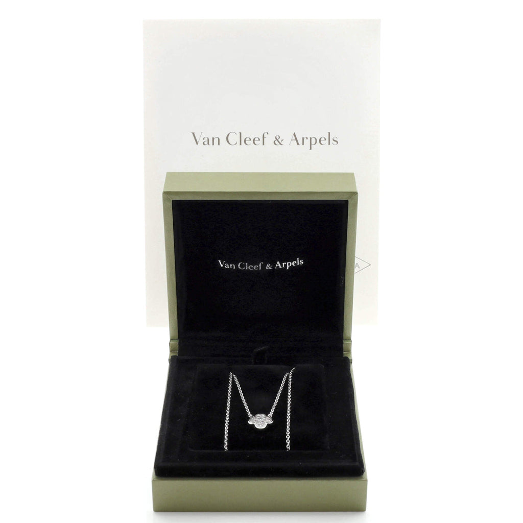 Pure Alhambra Pendant Necklace 18K White Gold with Diamonds