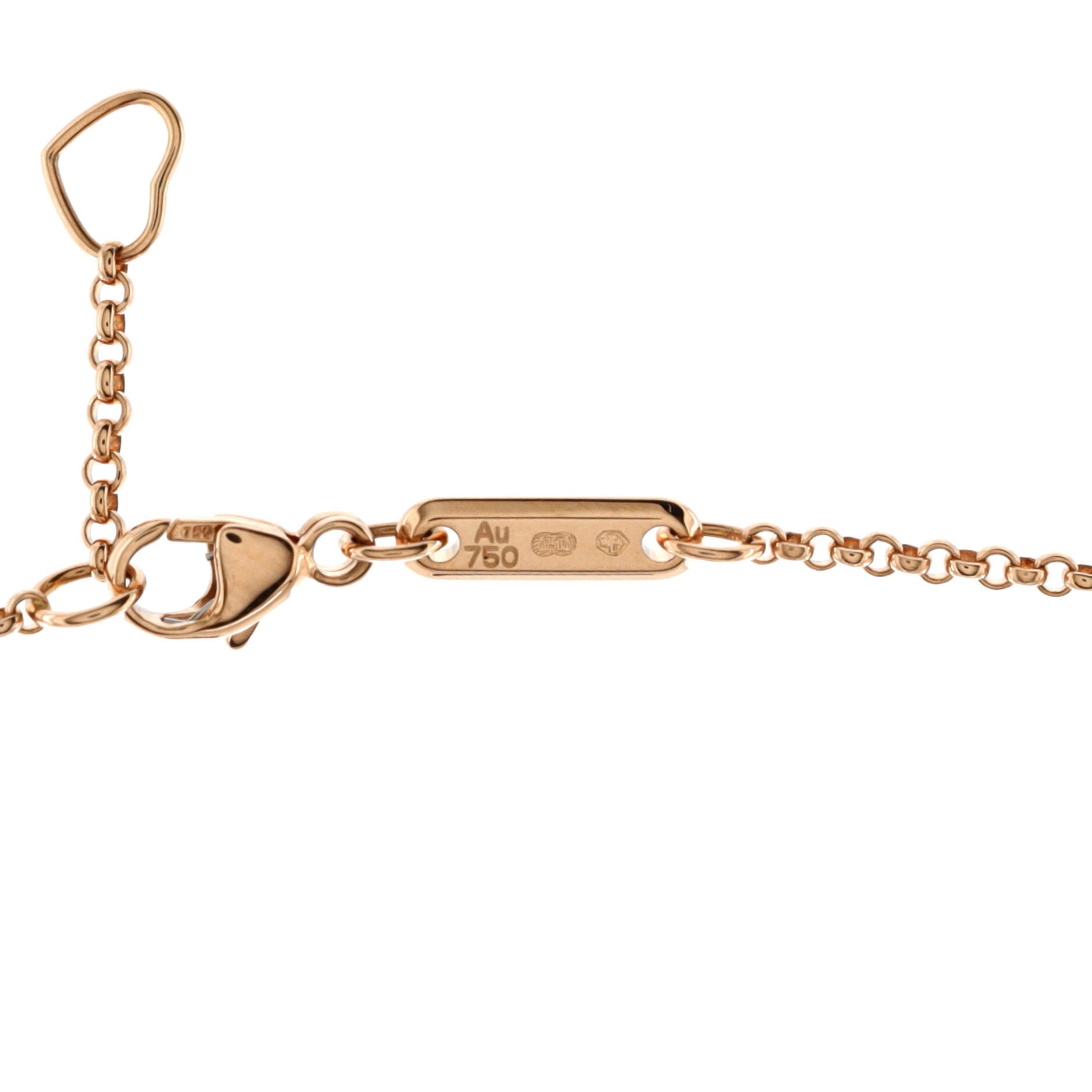 Happy Hearts Pendant Necklace 18K Rose Gold with Malachite and Floating Diamond