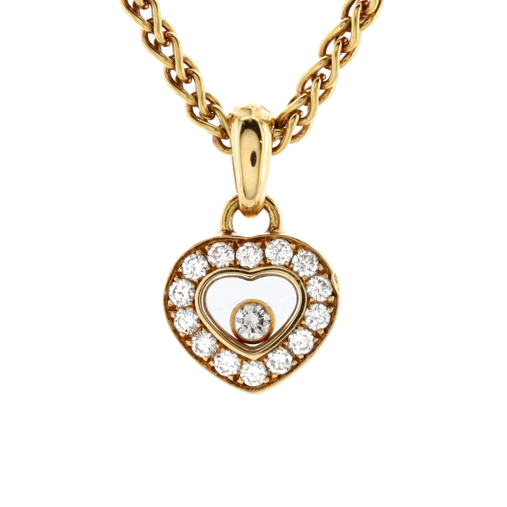 Happy Diamonds Heart Pendant Necklace 18K Yellow Gold and Diamonds