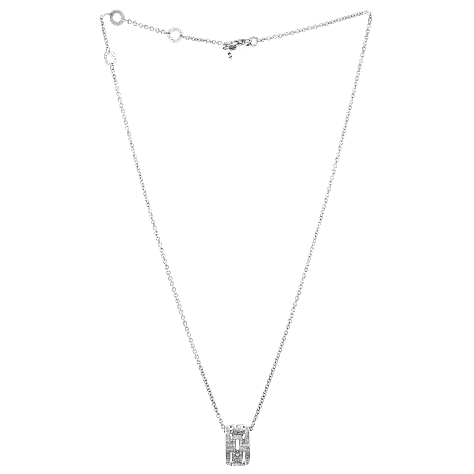 Parentesi Ring Pendant Necklace 18K White Gold with Pave Diamonds