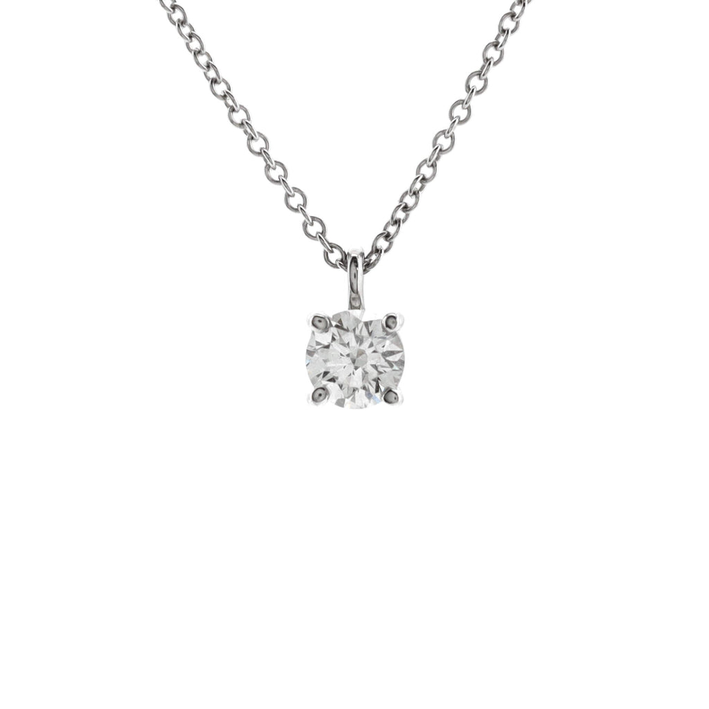 Solitaire Pendant Necklace Platinum with RBC Diamond 0.30-0.39CT