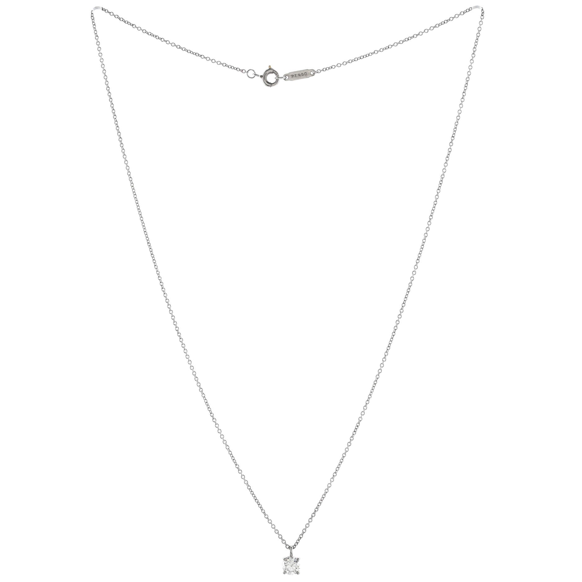 Solitaire Pendant Necklace Platinum with RBC Diamond 0.30-0.39CT