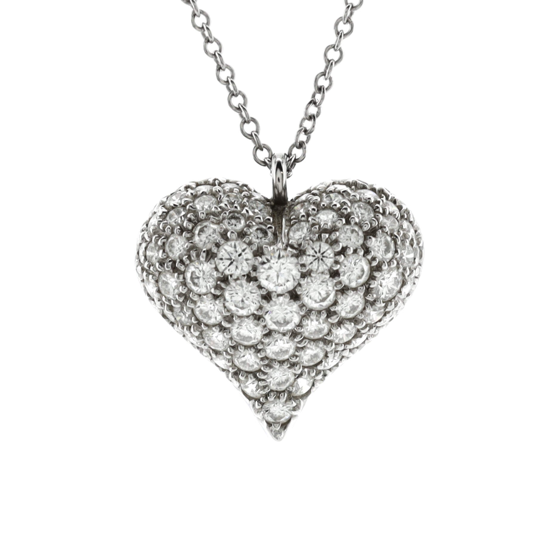 Heart Pendant Necklace Platinum with Pave Diamonds