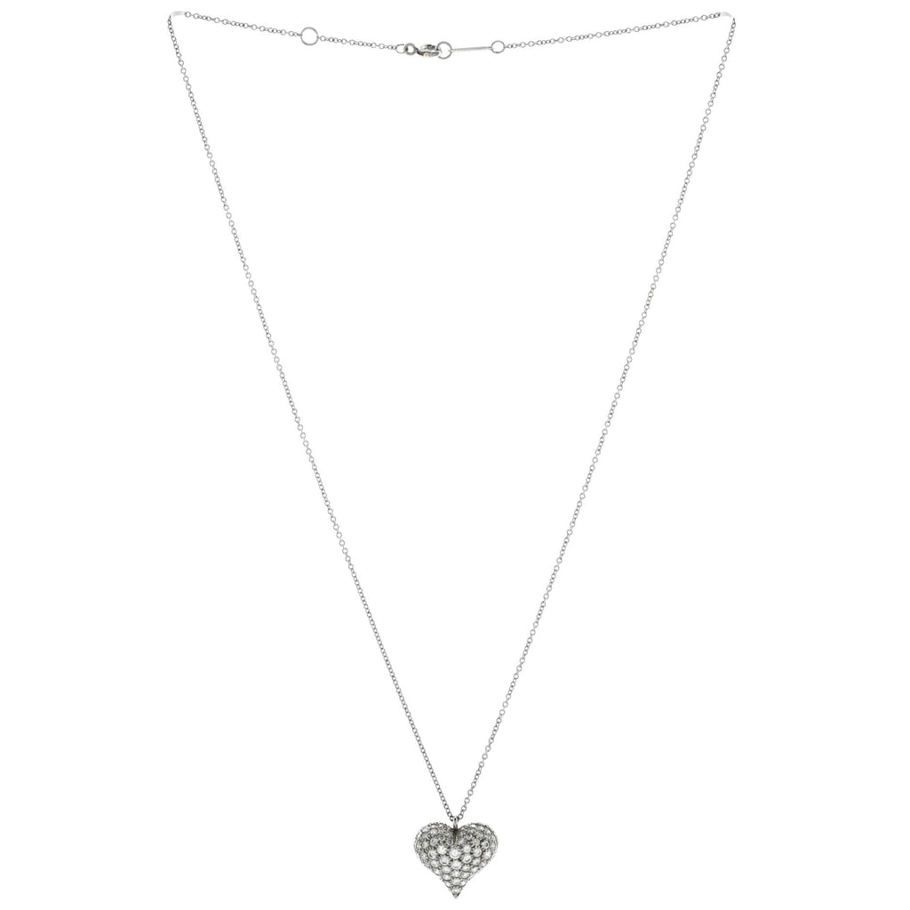 Heart Pendant Necklace Platinum with Pave Diamonds