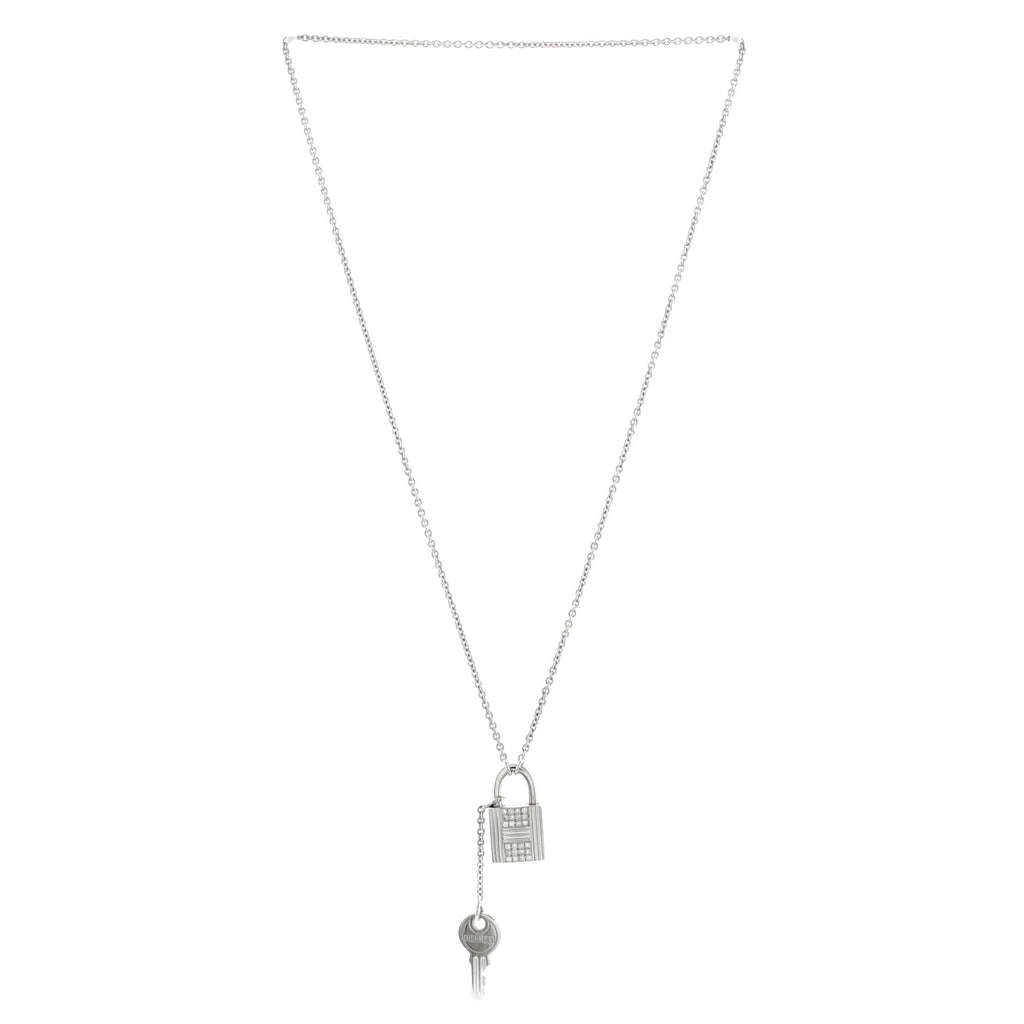 Cadenas Key Pendant Necklace 18K White Gold with Diamonds