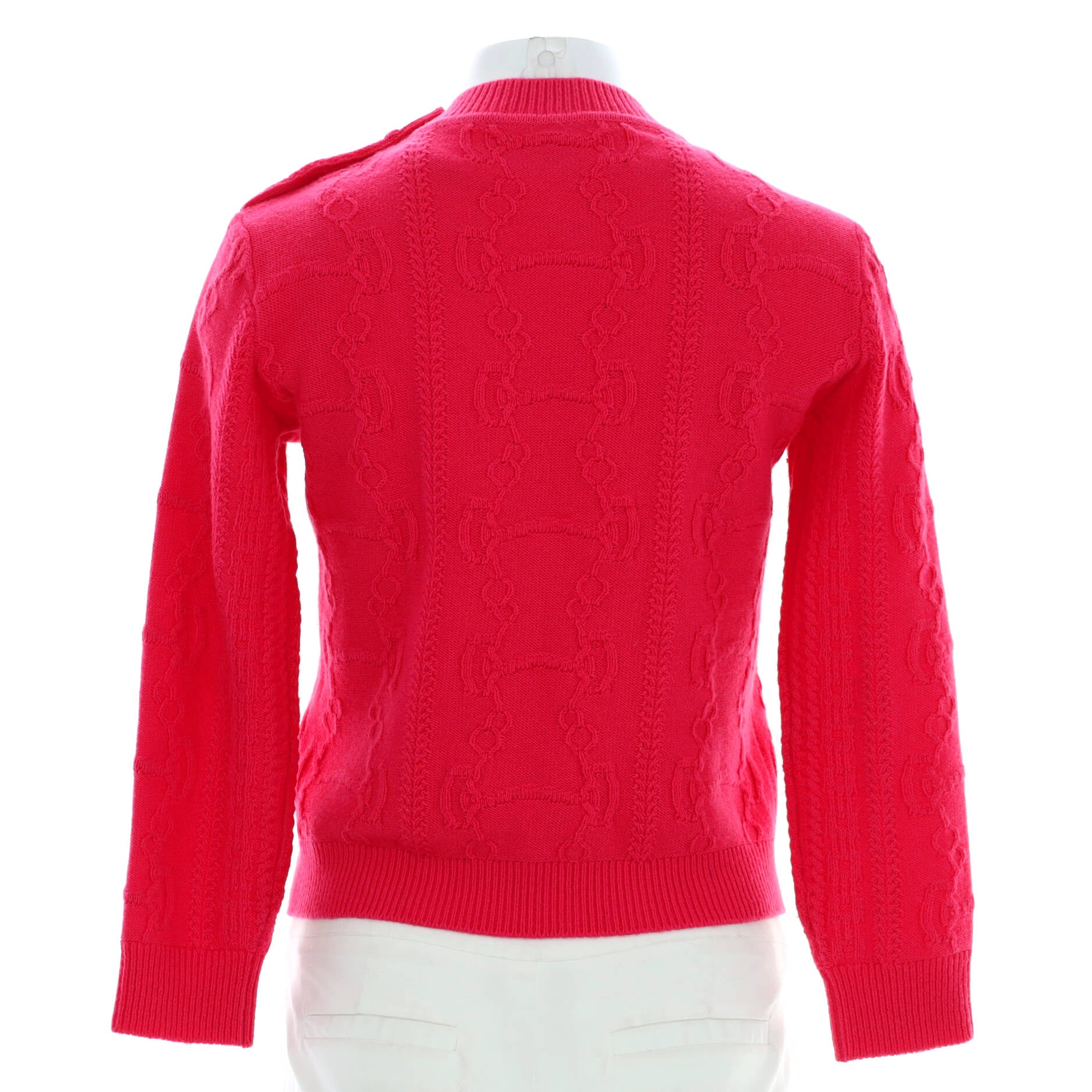 Women's Cable Knit Button Shoulder Sweater Wool and Cashmere