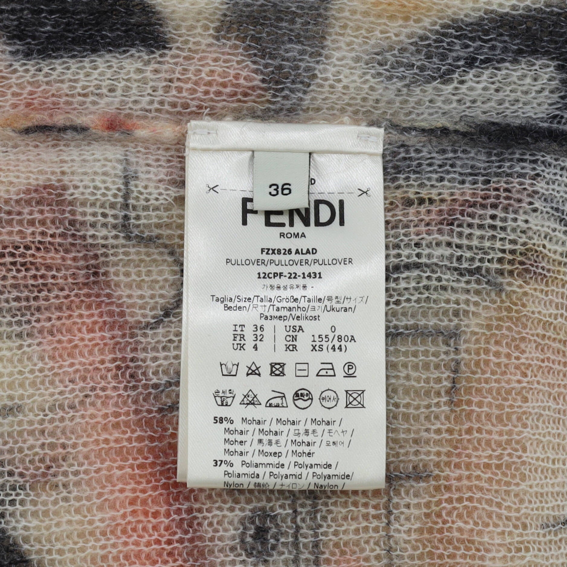 Women's High Neck Cropped Sweater Printed Mohair Blend