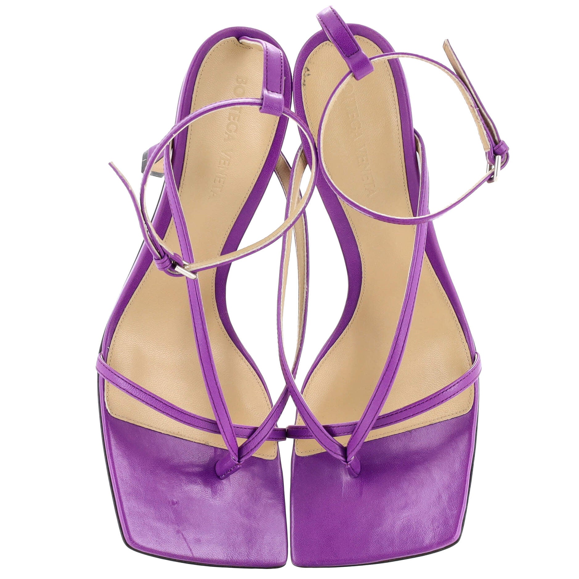 Women's Stretch Strap Heeled Sandals Leather