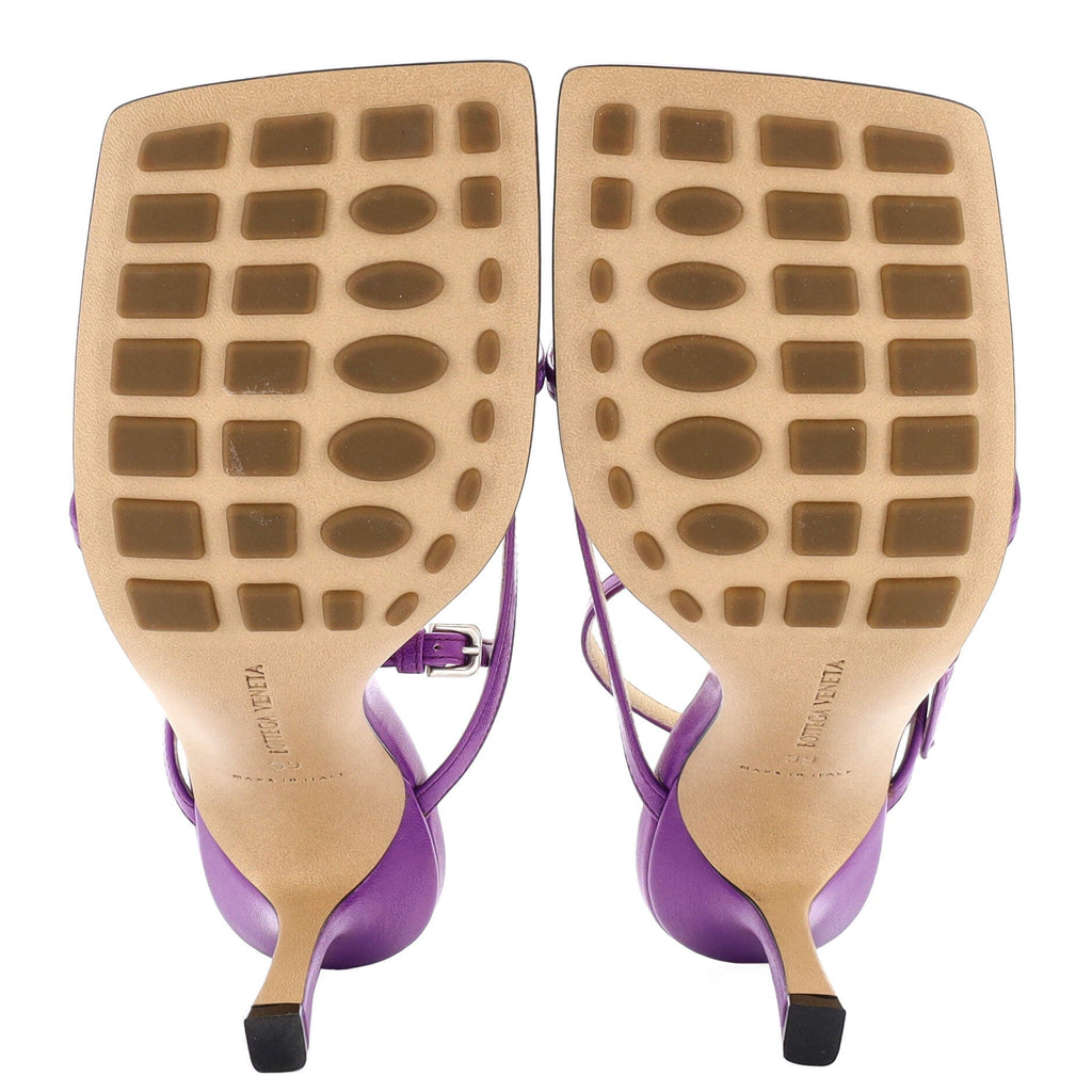 Women's Stretch Strap Heeled Sandals Leather