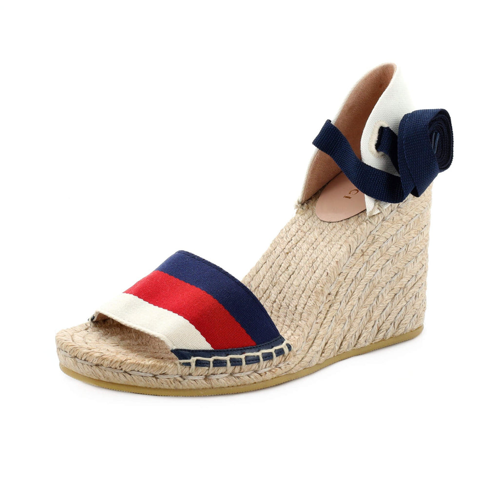 Women' Web Ankle Wrap Wedge Espadrilles Canvas