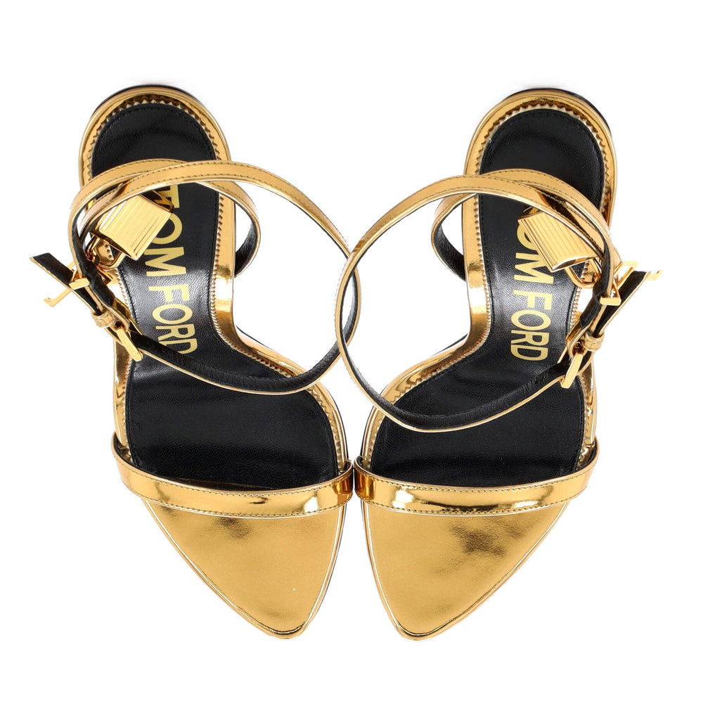 Women's Padlock Pointy Naked Heeled Sandals Leather 105