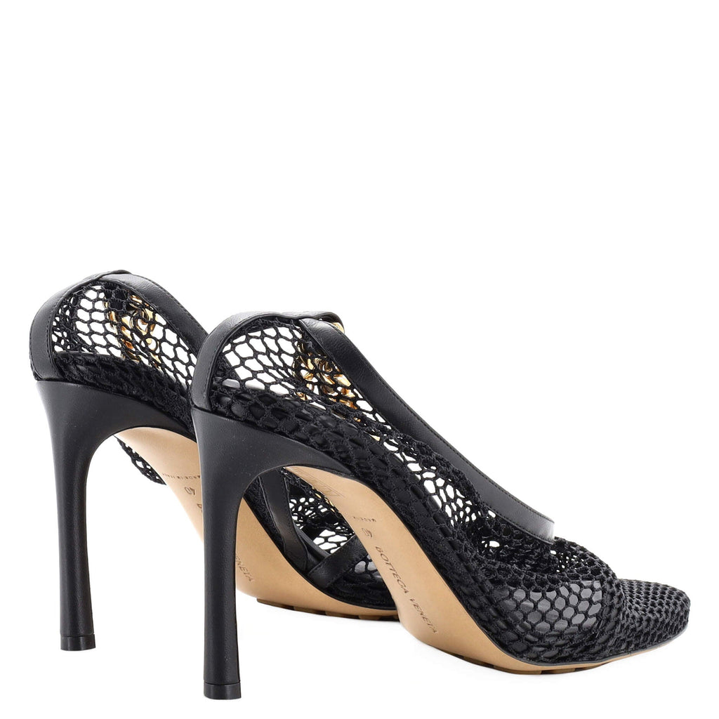 Women's Stretch Chunky Chain Pumps Mesh with Leather