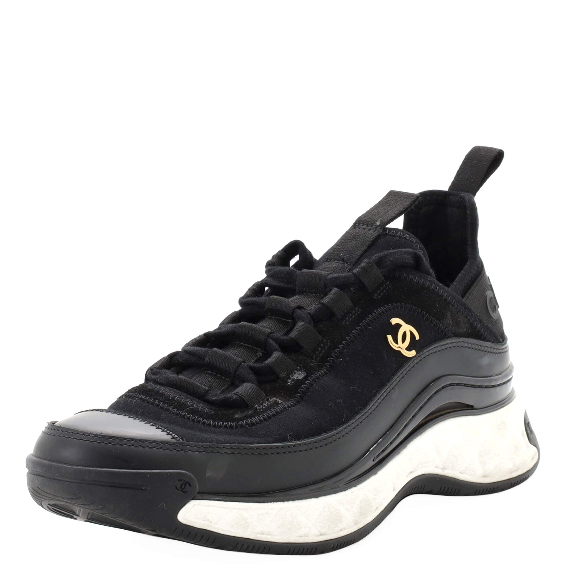 Women's CC Cap Toe Logo Sneakers Suede and Mixed Fibers