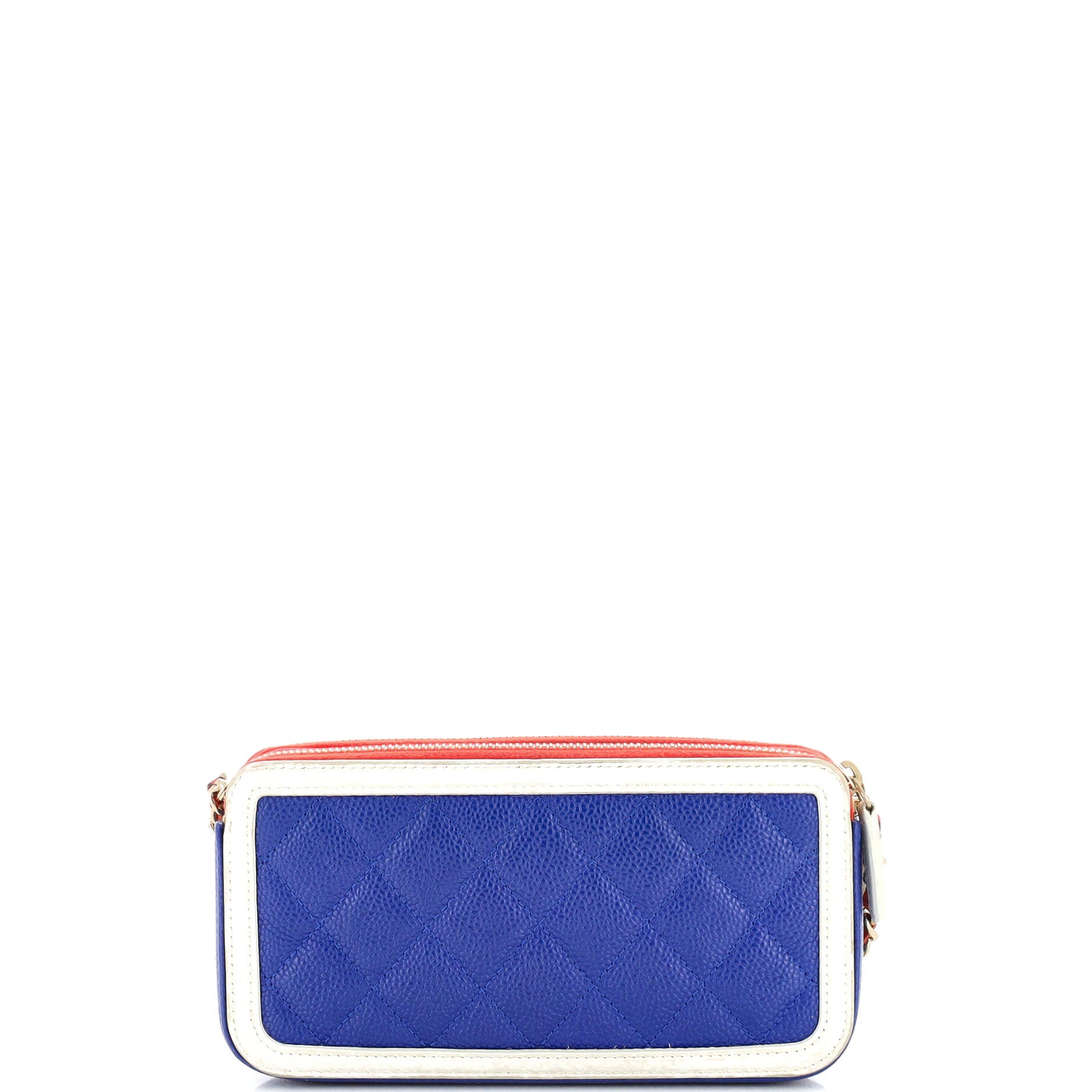 Filigree Double Zip Clutch with Chain Quilted Caviar