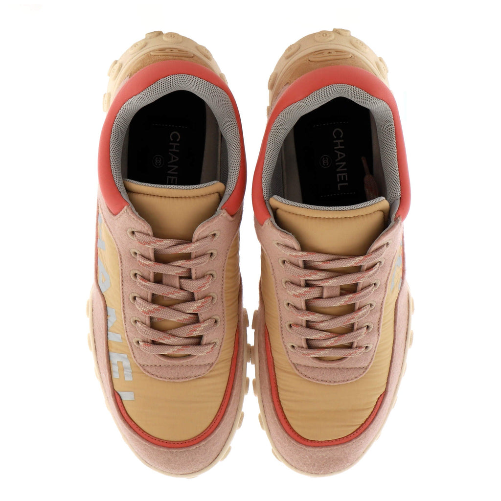 Women’s CC Logo Low-Top Sneakers Leather and Fabric with Suede