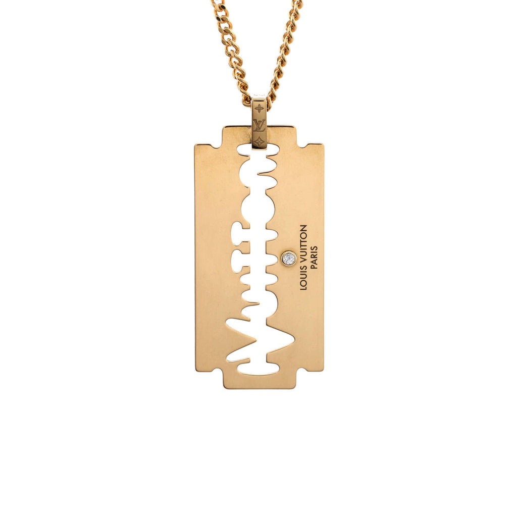 Blade Pendant Necklace 18K Yellow Gold with Diamond