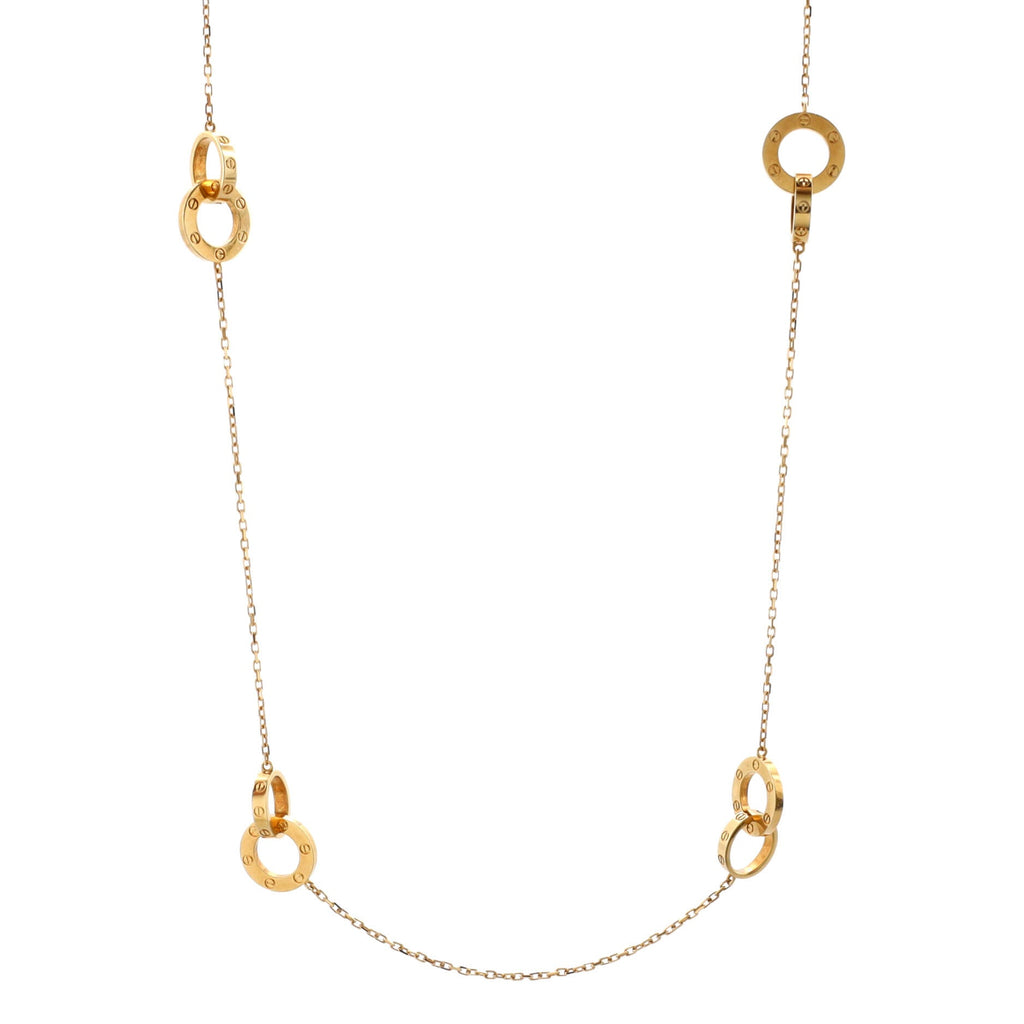 Love Interlocking Station Necklace 18K Yellow Gold