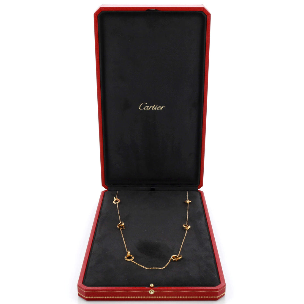 Love Interlocking Station Necklace 18K Yellow Gold