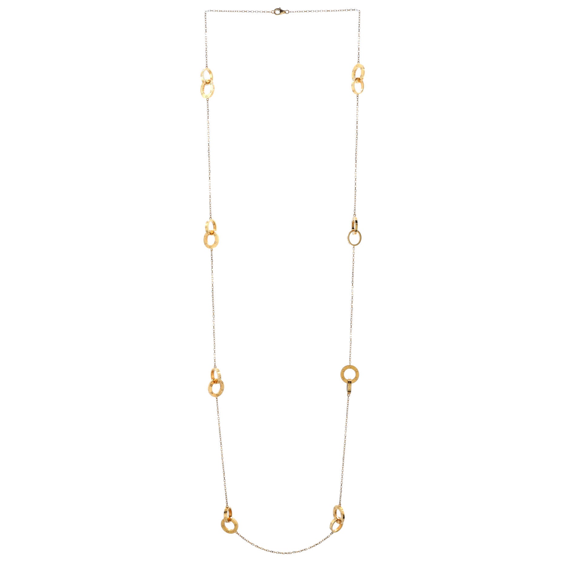 Love Interlocking Station Necklace 18K Yellow Gold