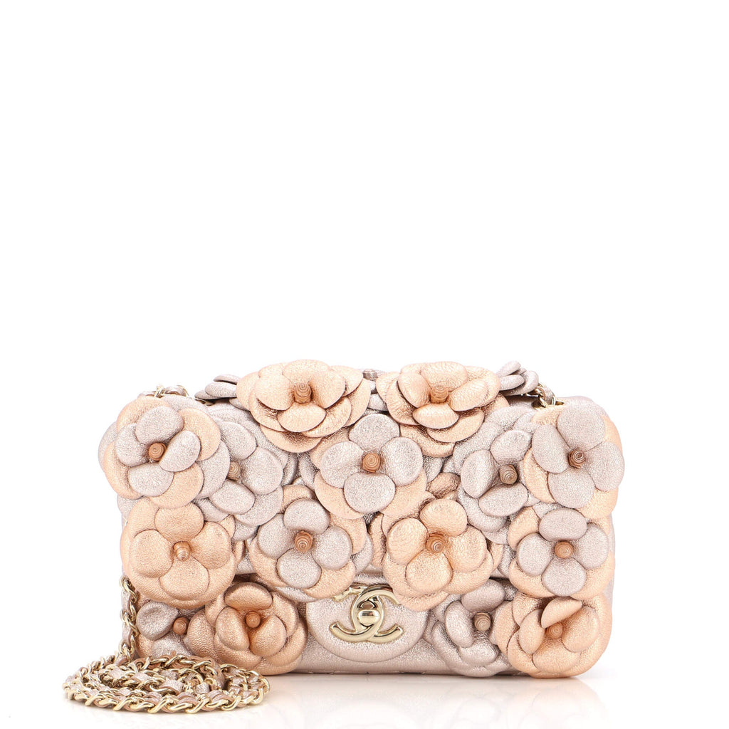CC Camellia Flap Bag Embellished Lambskin Mini
