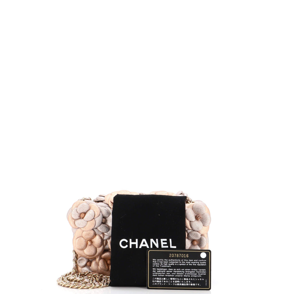 CC Camellia Flap Bag Embellished Lambskin Mini
