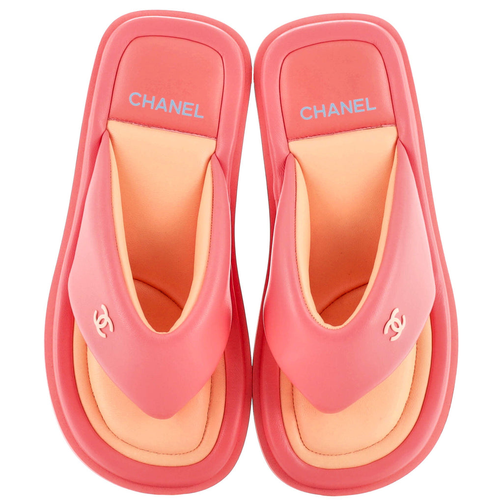 Women's CC Padded Flip Flop Sandals Leather