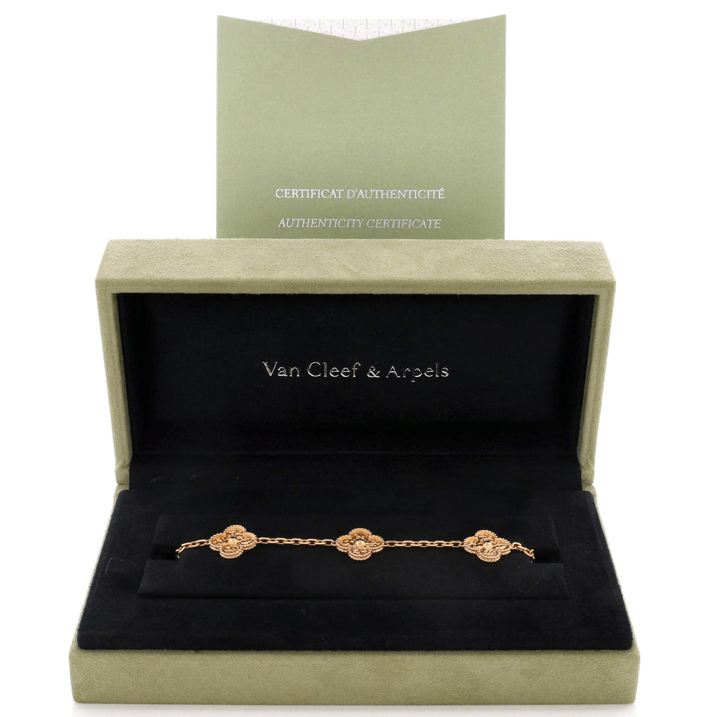 Vintage Alhambra 5 Motifs Bracelet 18K Rose Gold