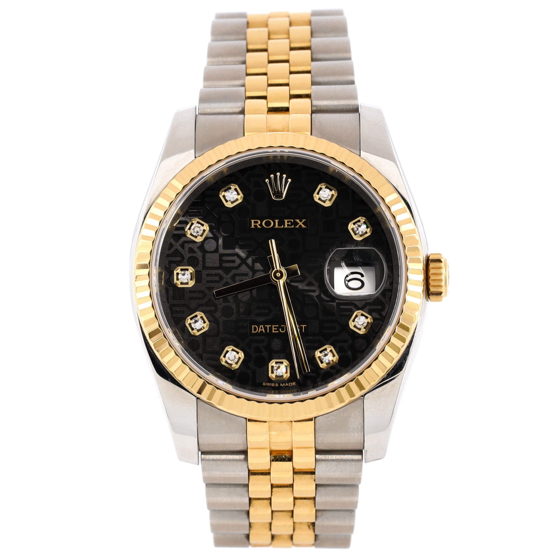 Oyster Perpetual Datejust Automatic Watch Stainless Steel and Yellow Gold with Diamond Markers 36