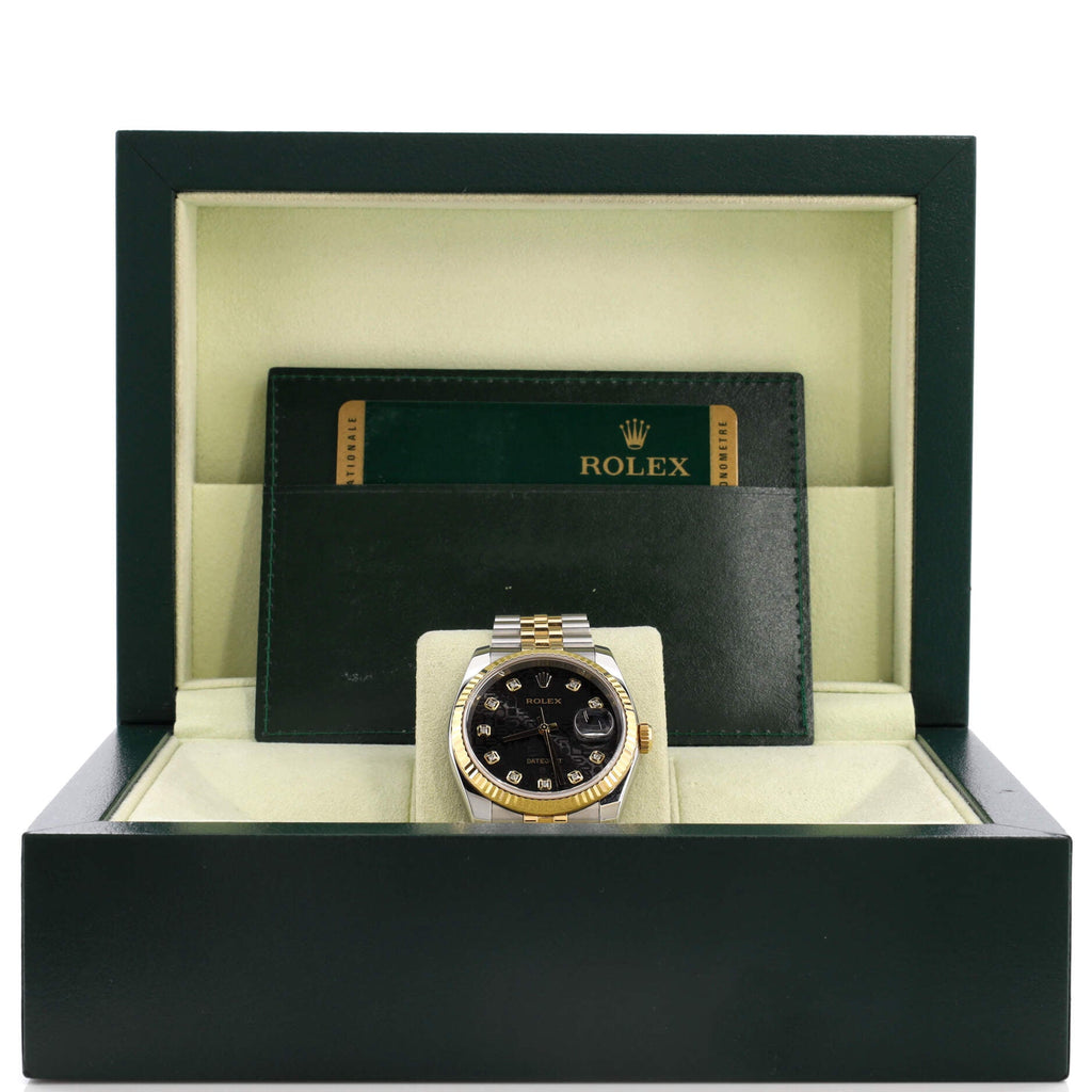Oyster Perpetual Datejust Automatic Watch Stainless Steel and Yellow Gold with Diamond Markers 36