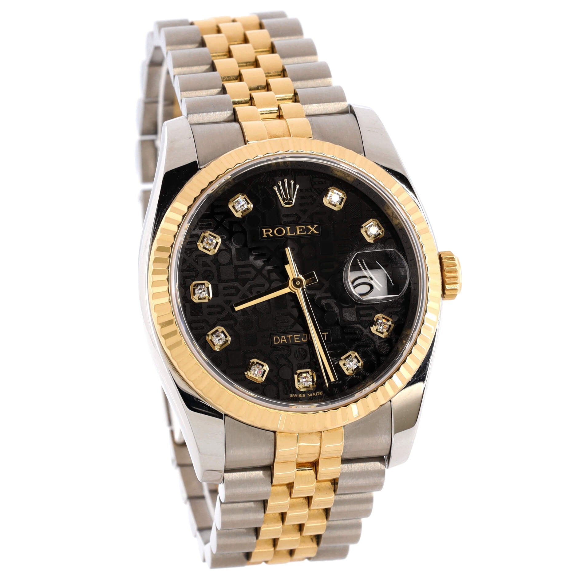 Oyster Perpetual Datejust Automatic Watch Stainless Steel and Yellow Gold with Diamond Markers 36